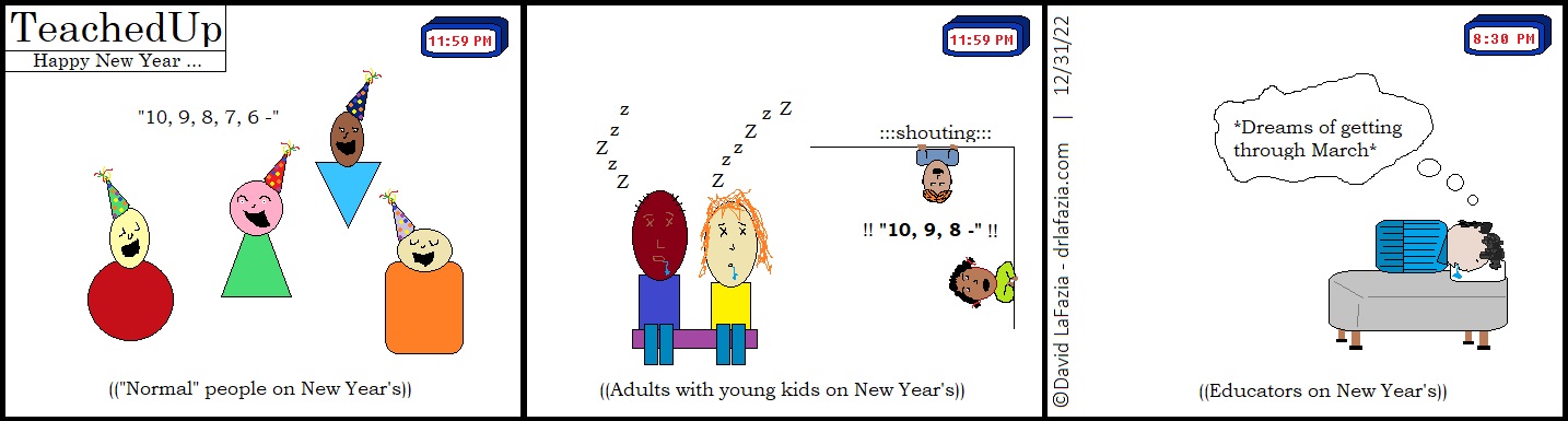 tired teacher sleeps through New Years