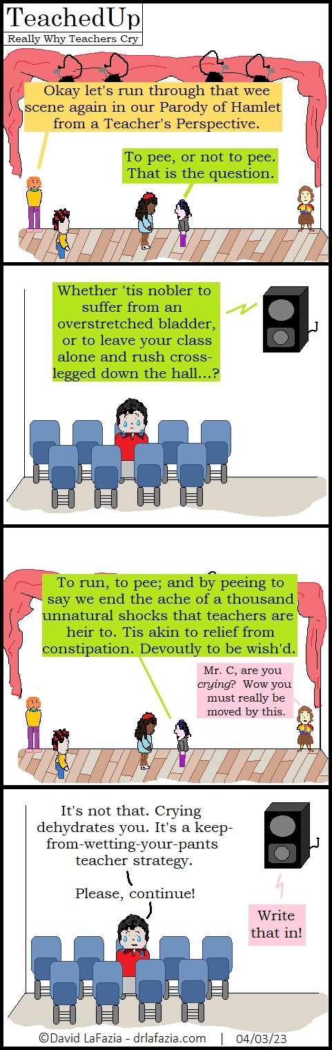 a teacher cries in order to empty his bladder