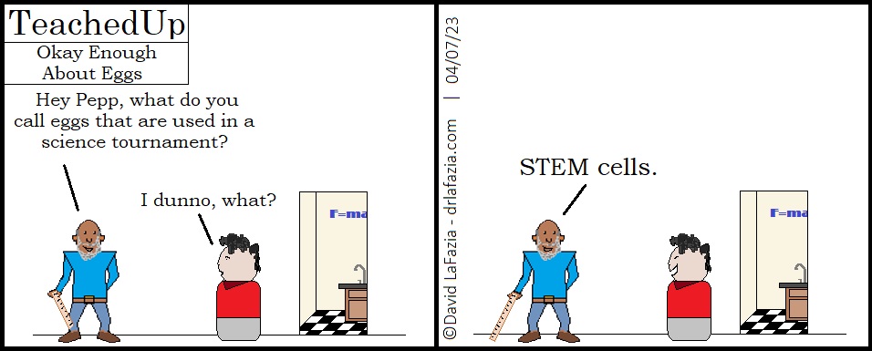 a comic making a pun about eggs and STEM cells