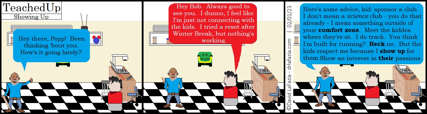 Bob helps Pepp learn how to better connect with his students