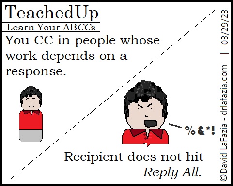 complaining about people not hitting Reply All to e-mails with CC'd recipients