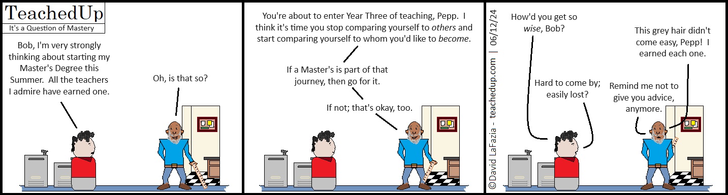 Bob tells Pepp to stop comparing himself to others and start comparing himself to who he wants to become